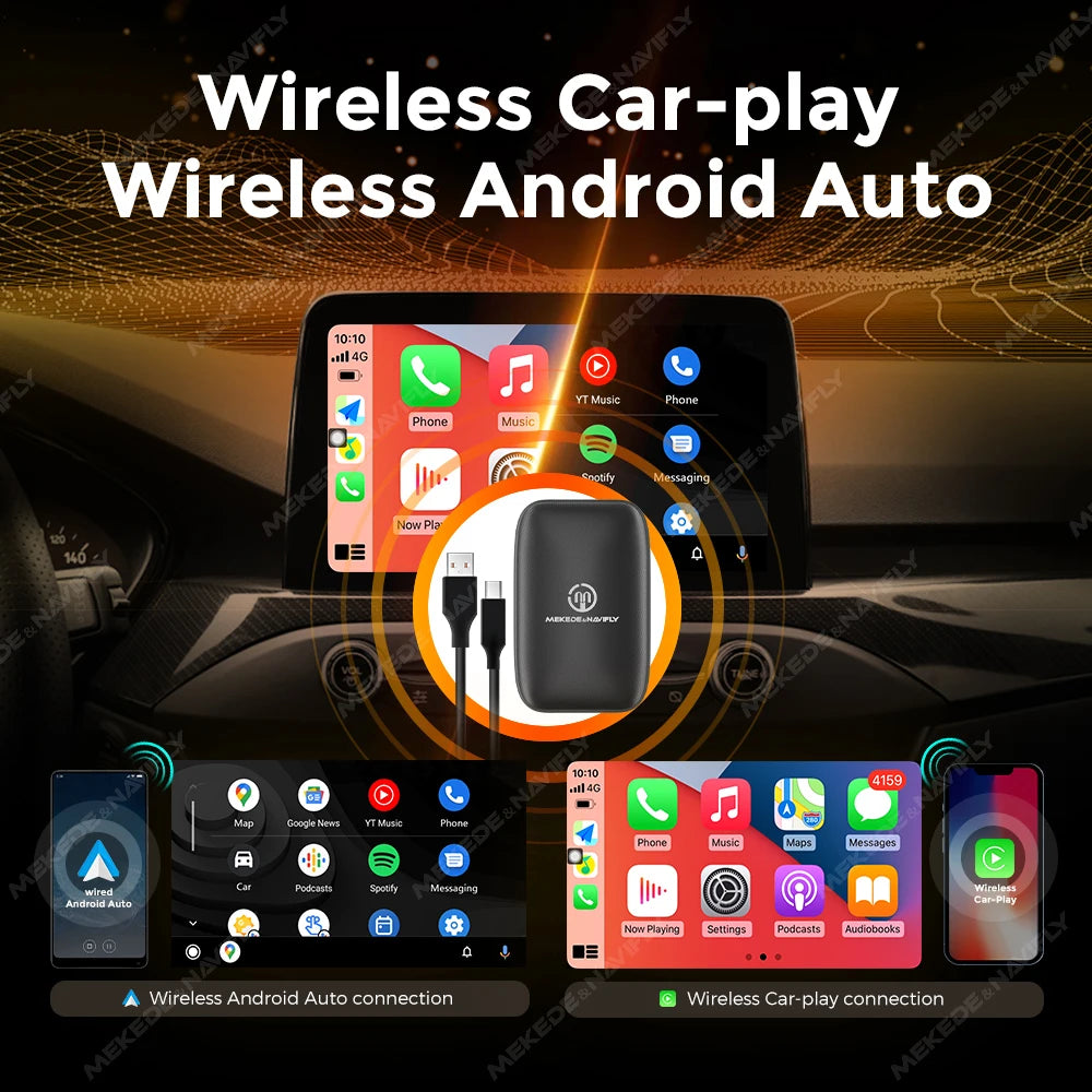 Netflix + Youtube Ai BOX Adapter Wire to Wireless Apple CarPlay + Android Auto